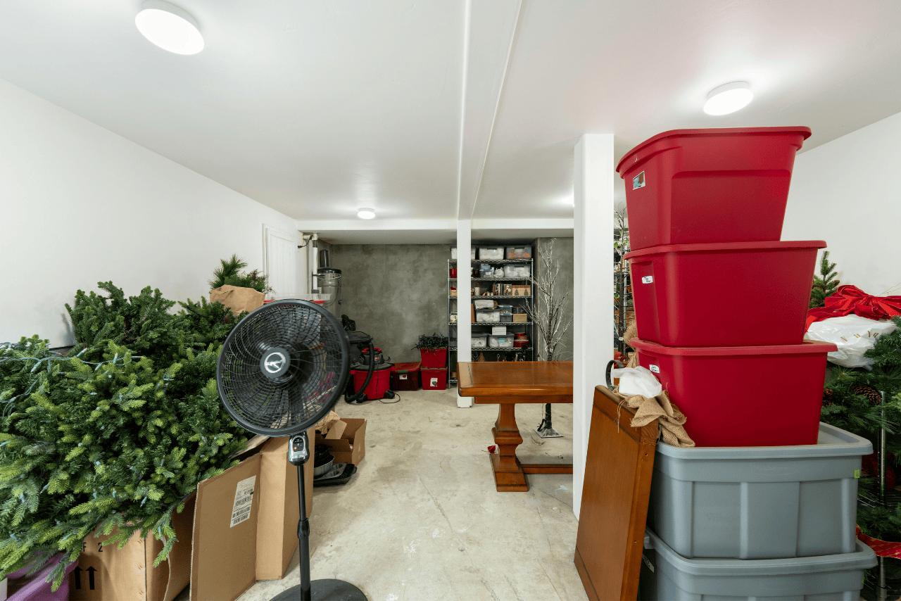 Vollgestellter Keller vor der Haushaltsauflösung